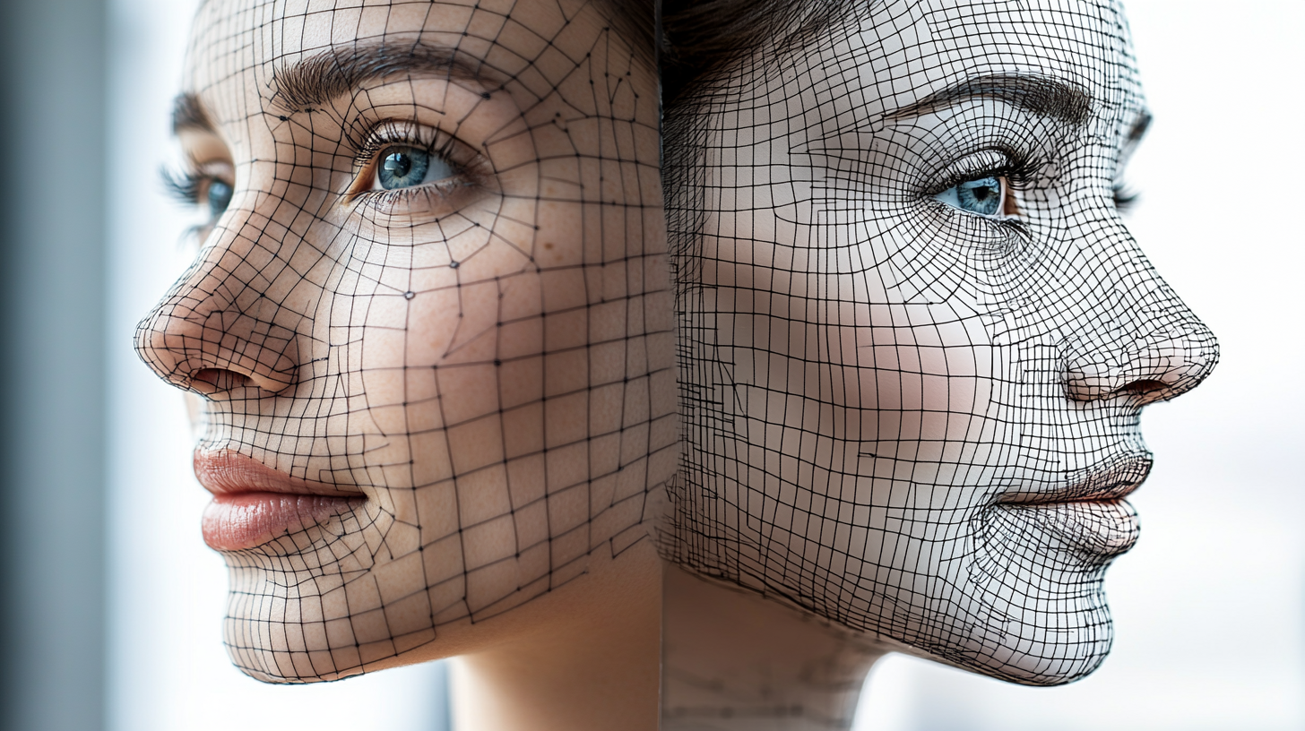 ai image of woman with lines ones her face