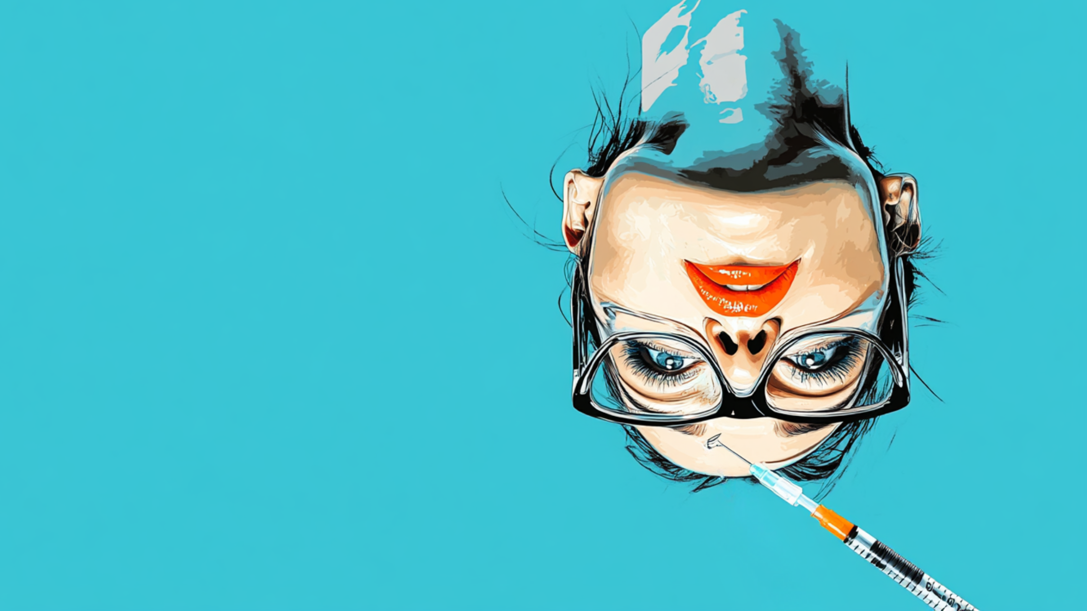 woman getting botox upside down