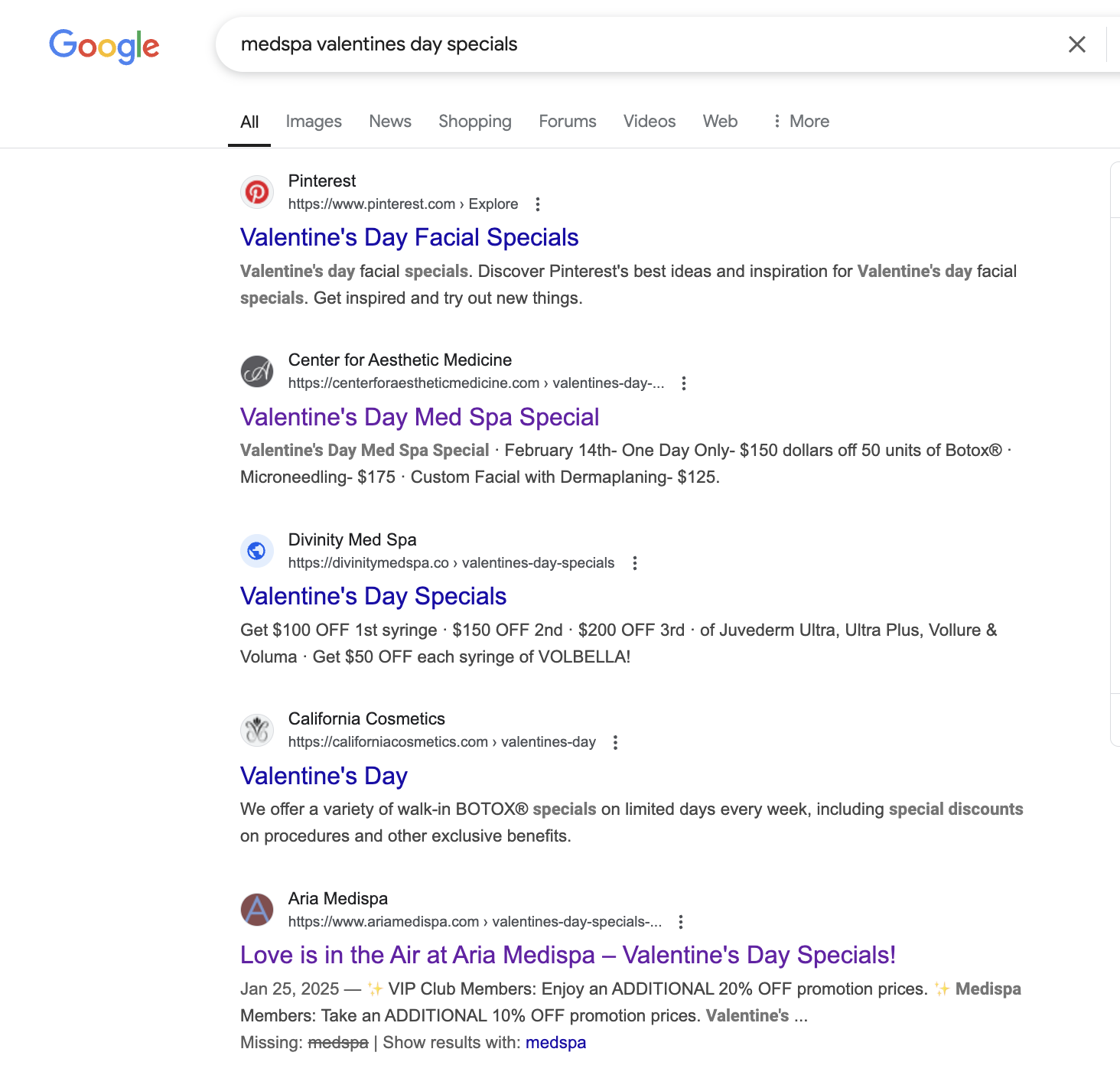 Screenshot 2025-02-05 at 121916 PM list of dedicated landing page urls for specials