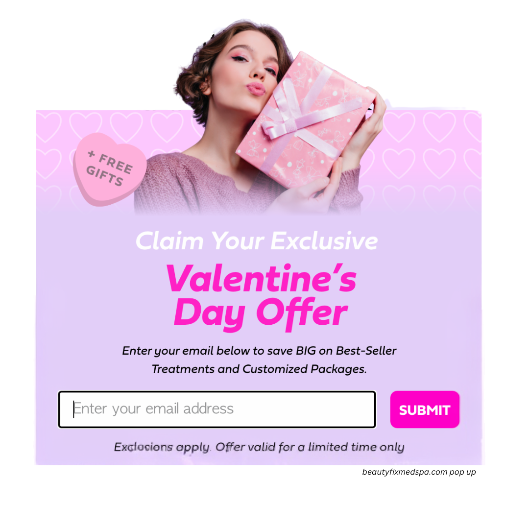 beautyfixcom pop up Valentine's Day pop up specials, beautyfix medspa example