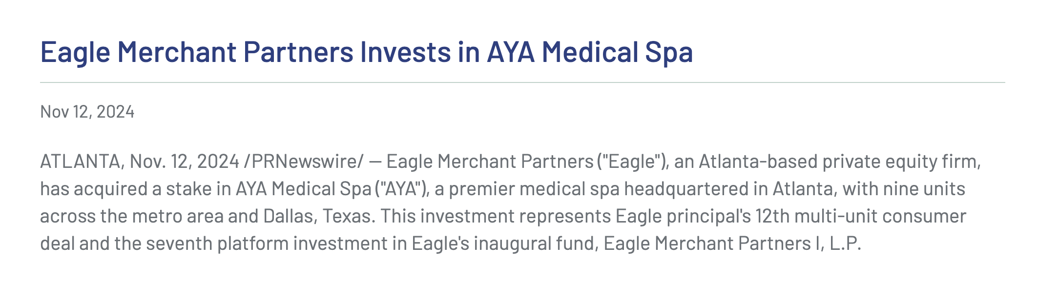 eagle partnership announcement with aya