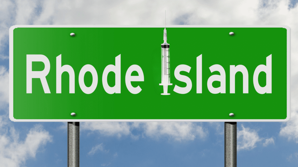 rhode island sign with syringe for the rhode island medspa safety act by medspa mastery