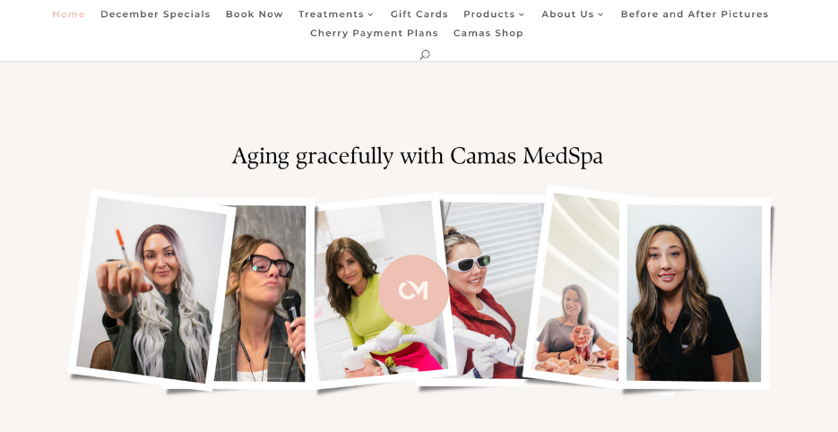 Medspa website header example