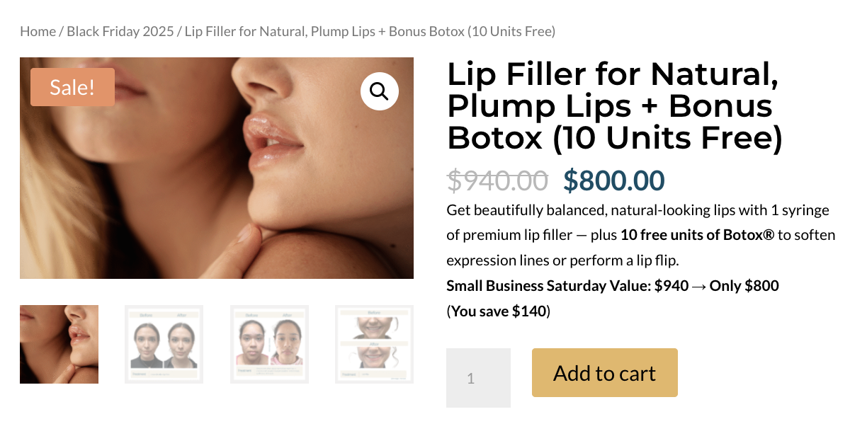 Medspa online shop checkout example